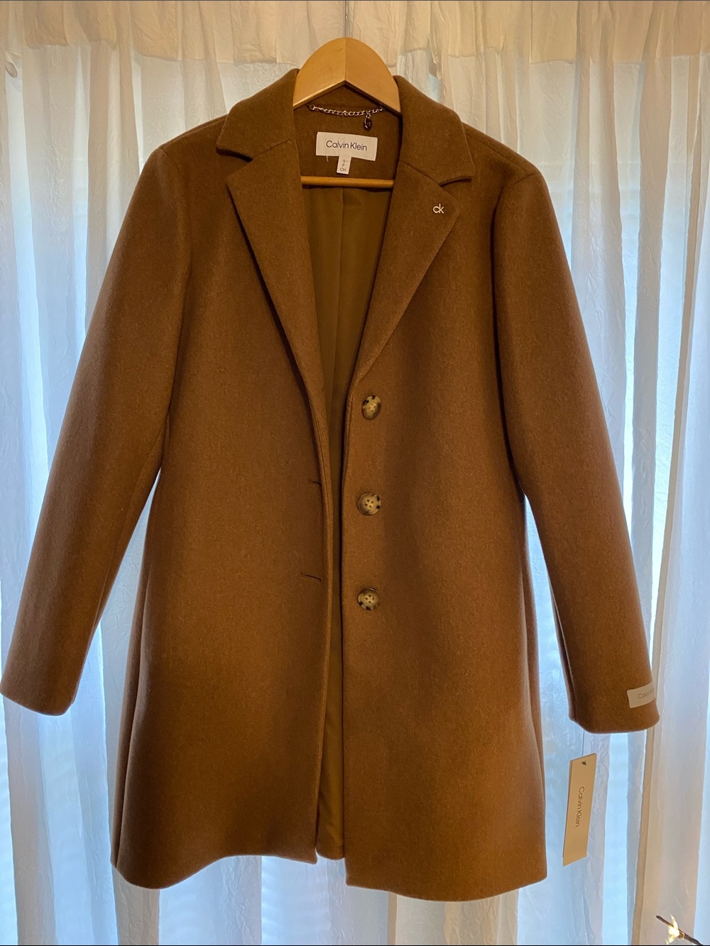 Calvin Klein women’s Brown Single-Breasted Pea Coat